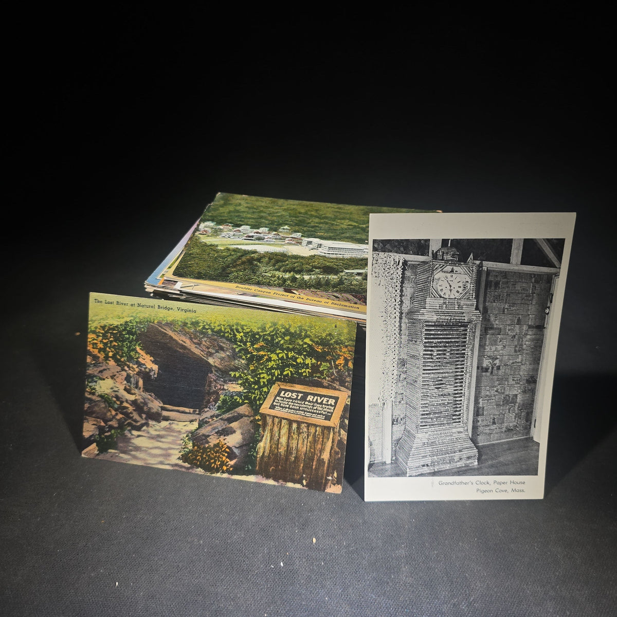Discovery Grouping of 75+ Antique and Vintage Postcards Including Gillette Castle, Gardner Largest Chair in the World, Lewiston Bridge at Niagara Falls, Christmas, New Year, and Comic Cards