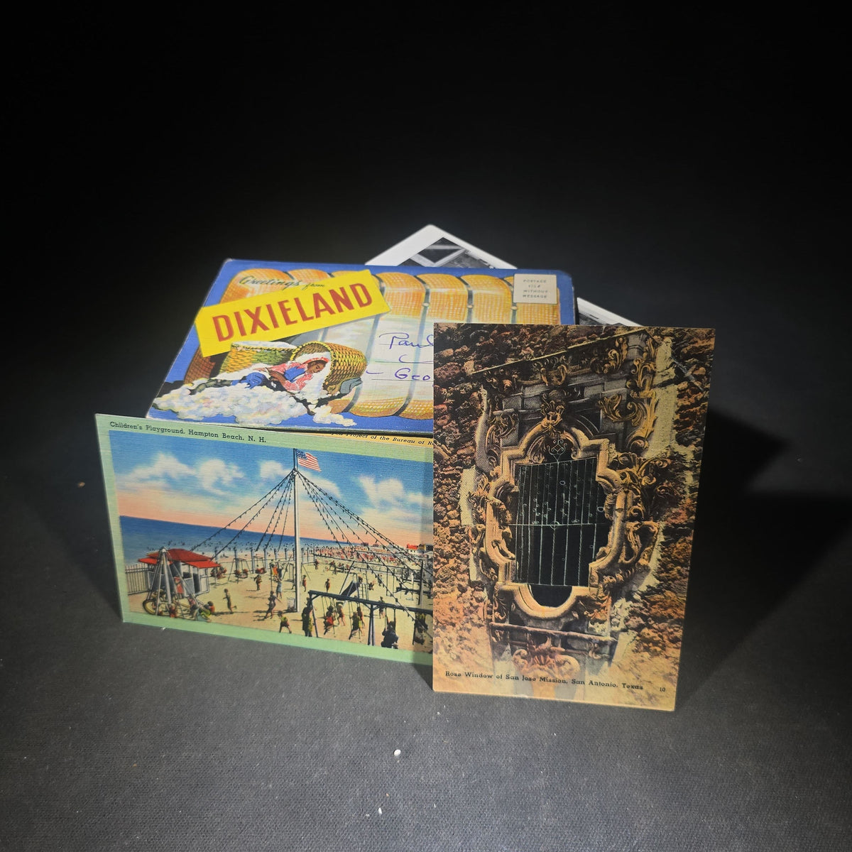 Discovery Grouping of 75+ Antique and Vintage Postcards Including Gillette Castle, Gardner Largest Chair in the World, Lewiston Bridge at Niagara Falls, Christmas, New Year, and Comic Cards