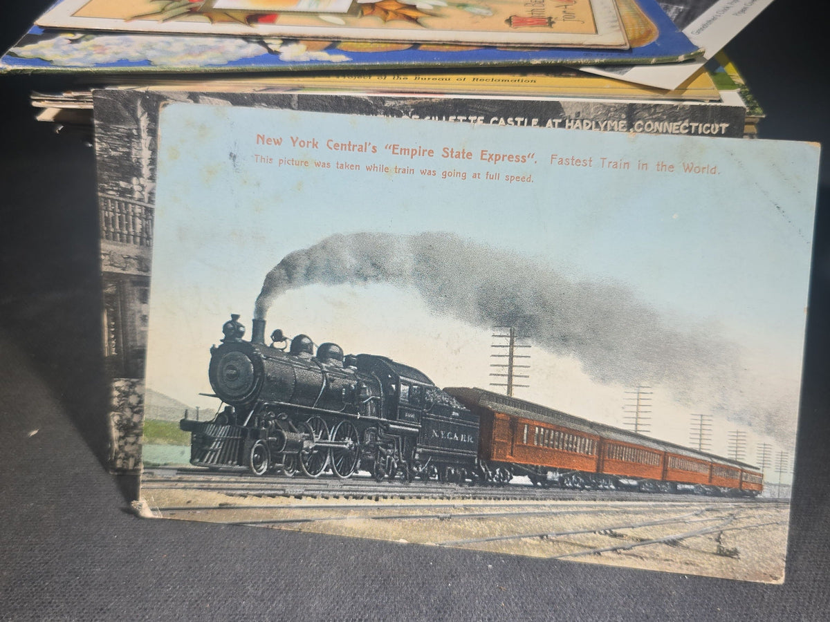 Discovery Grouping of 75+ Antique and Vintage Postcards Including Gillette Castle, Gardner Largest Chair in the World, Lewiston Bridge at Niagara Falls, Christmas, New Year, and Comic Cards