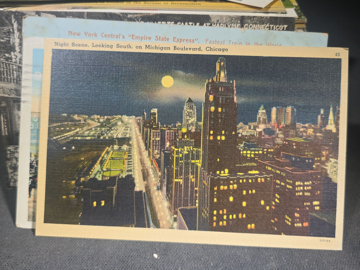 Discovery Grouping of 75+ Antique and Vintage Postcards Including Gillette Castle, Gardner Largest Chair in the World, Lewiston Bridge at Niagara Falls, Christmas, New Year, and Comic Cards