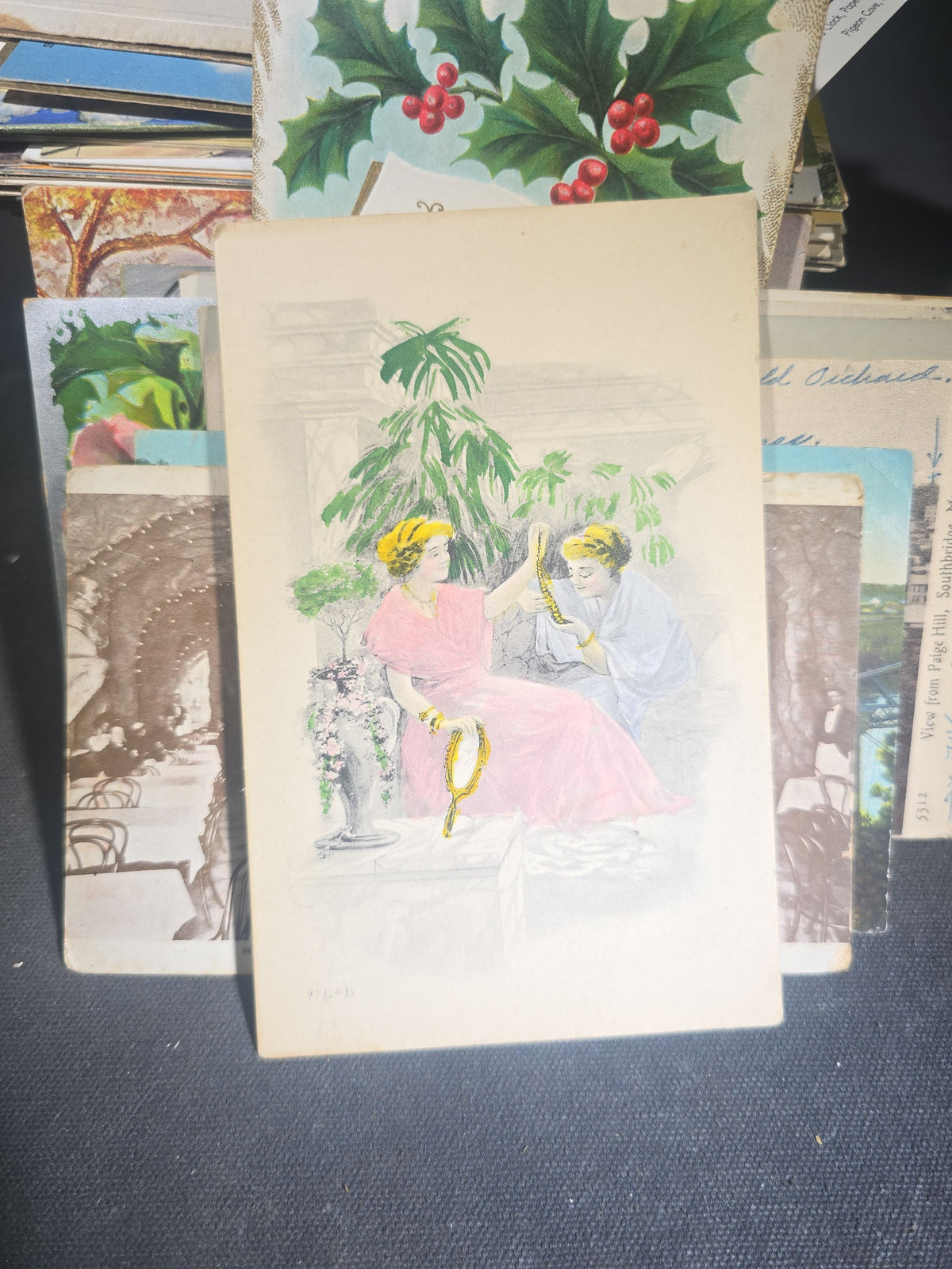 Discovery Grouping of 75+ Antique and Vintage Postcards Including Gillette Castle, Gardner Largest Chair in the World, Lewiston Bridge at Niagara Falls, Christmas, New Year, and Comic Cards