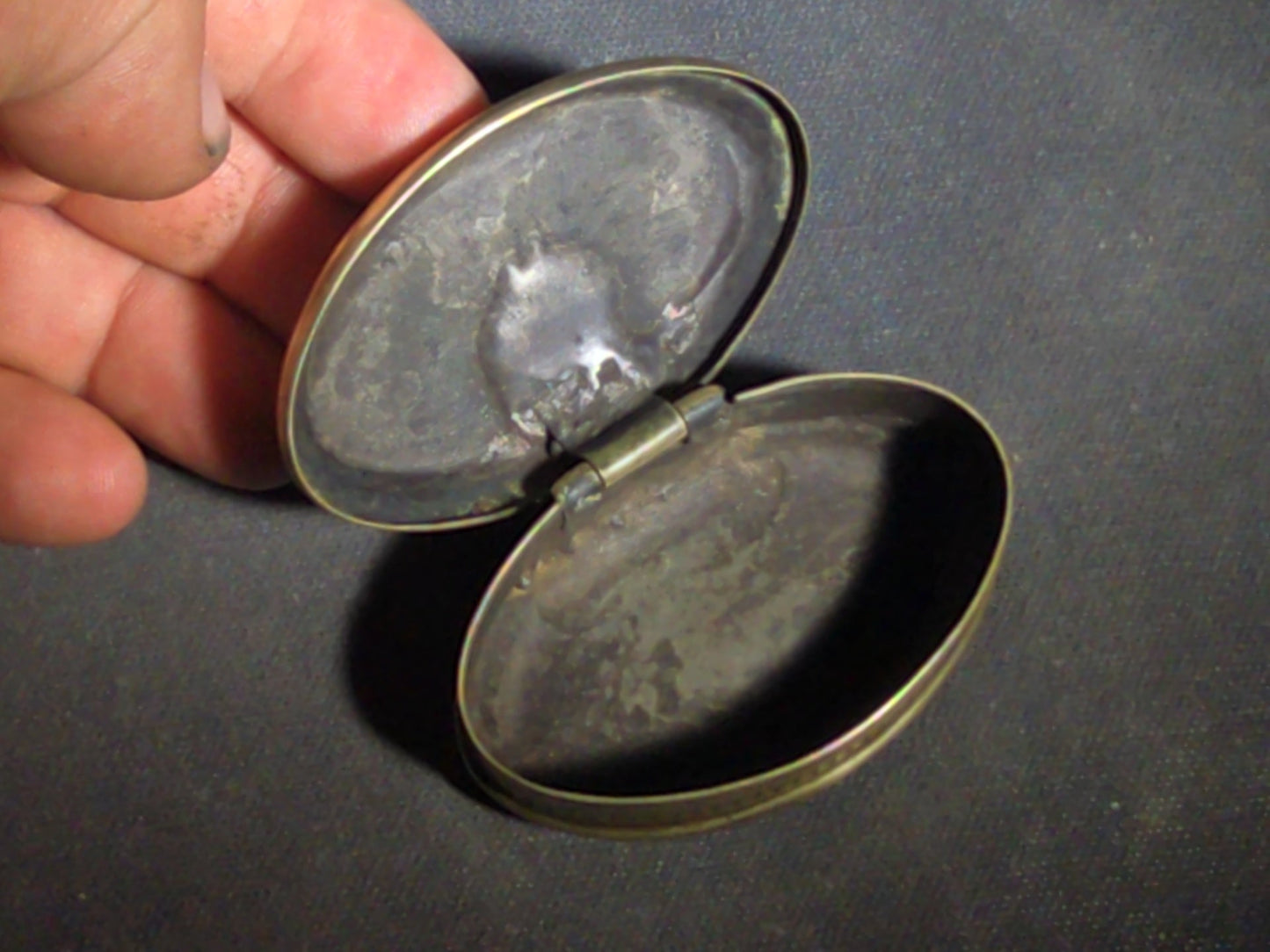 Antique Brass Snuff Box Engraved "Thomas Griffiths / Blaina Mon" with Crossed Mining Tools, Dated 10/6/1910