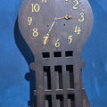 Lot 200 - Antique Arts and Crafts Oak Wall Clock with Applied Brass Numerals, for Parts or Repair, 14-5/8" L x 31" H