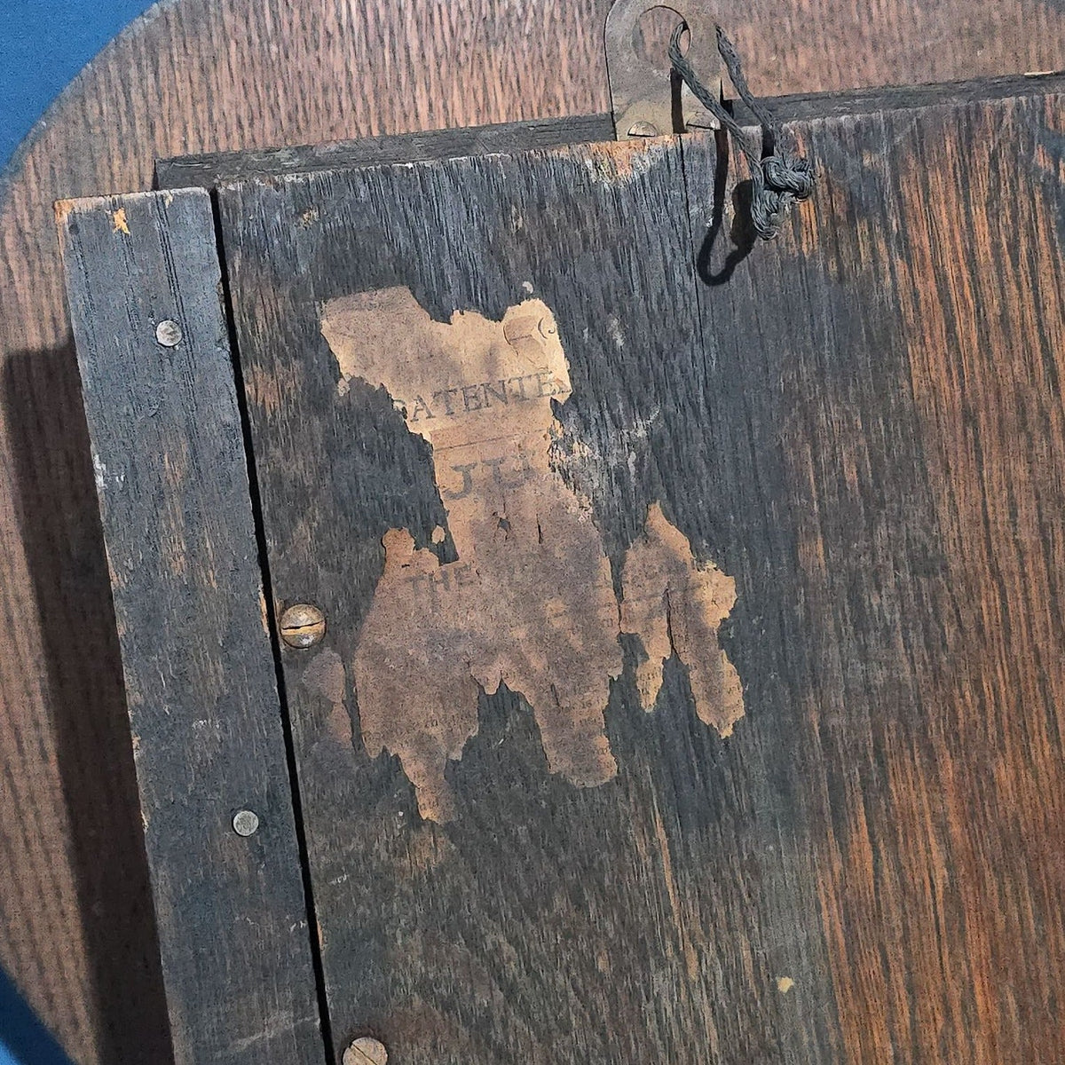 Antique Arts and Crafts Oak Wall Clock with Applied Brass Numerals, for Parts or Repair