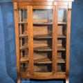 Lot 047 - Antique Oak Bow-Front China Cabinet with Five Shelves, 40" L x 62-1/4" H