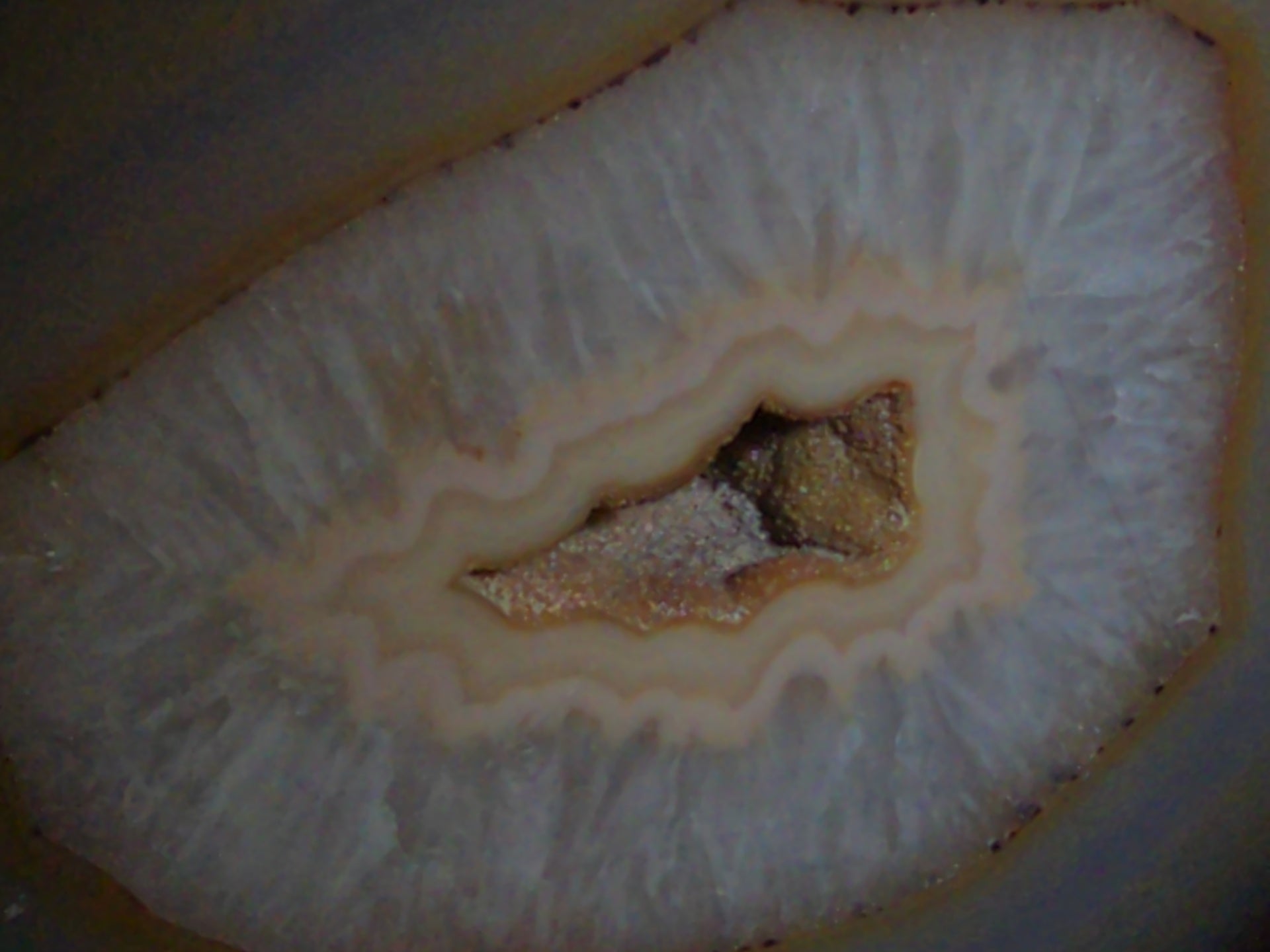 Polished Agate Geode Half with Banded Interior and Central Druzy Cavity
