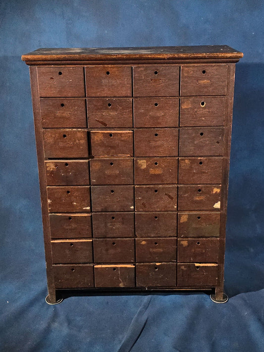 Antique Multi-Drawer Apothecary-Style Storage Cabinet