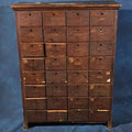 Lot 051 - Antique Multi-Drawer Apothecary-Style Storage Cabinet, 35-3/4" L x 46-3/4" H