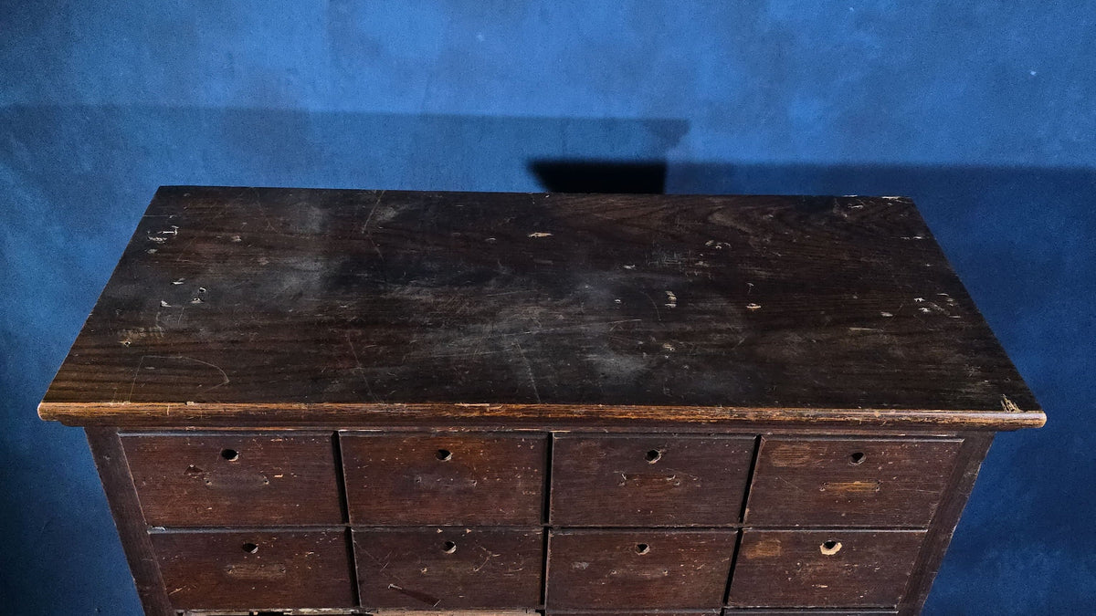 Antique Multi-Drawer Apothecary-Style Storage Cabinet