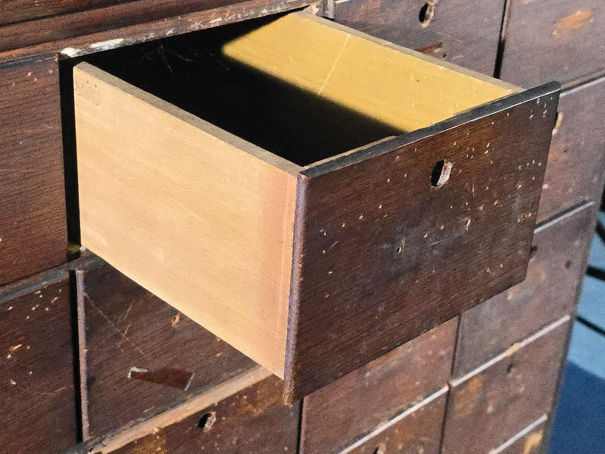Antique Multi-Drawer Apothecary-Style Storage Cabinet