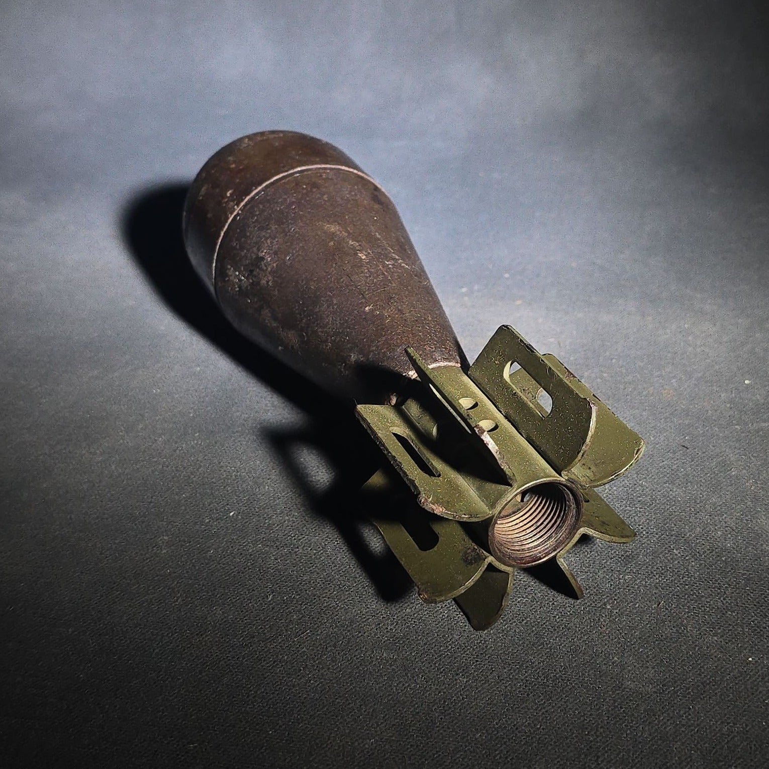 Vintage Inert U.S. WWII-Era M69 Mortar Training Practice Round with Fin Assembly