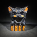 Lot 002 - Vintage Papier-Mache / Paper Pulp Halloween Seated Black Cat Lantern with Wire Bail Handle, 7-3/4" H