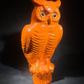 Lot 003 - Vintage Papier-Mache / Paper Pulp Halloween Owl Figure with Glass Eyes, Repainted, 14-1/2" H