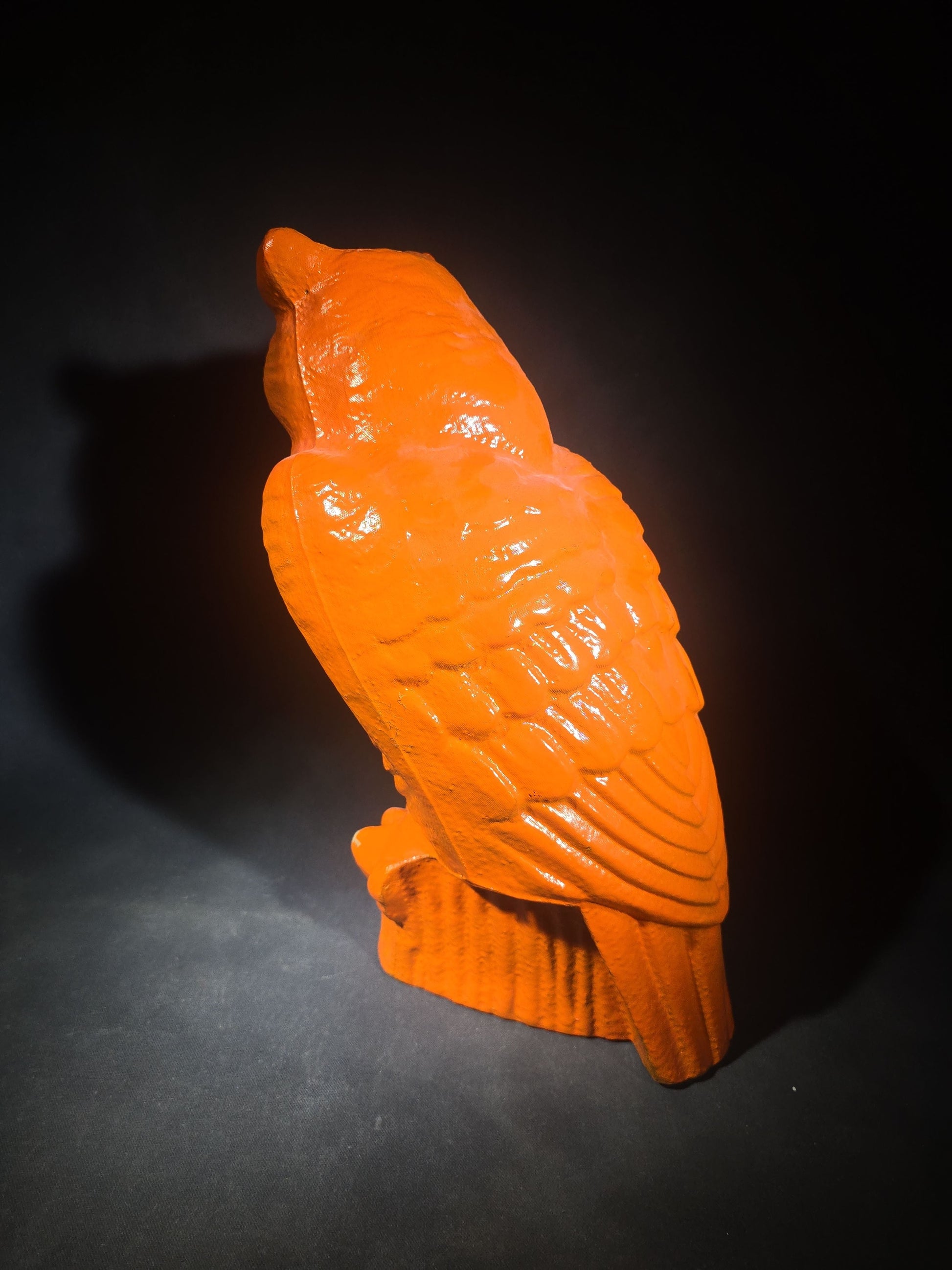 Vintage Papier-Mache / Paper Pulp Halloween Owl Figure with Glass Eyes, Repainted