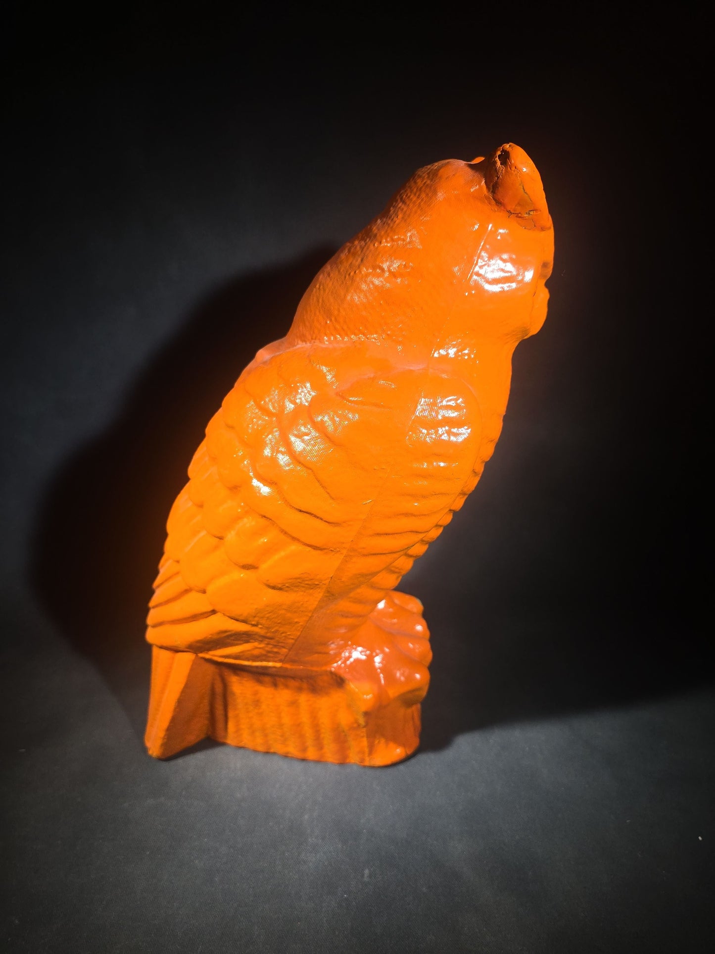 Vintage Papier-Mache / Paper Pulp Halloween Owl Figure with Glass Eyes, Repainted