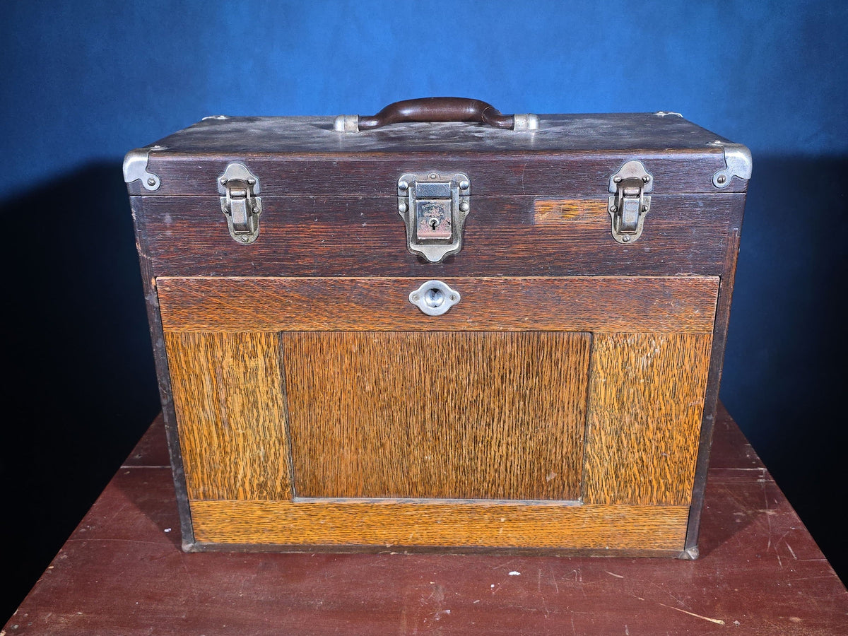 Vintage Oak Machinist's Tool Chest with Contents, Manufactured by Gerstner, Dayton, Ohio