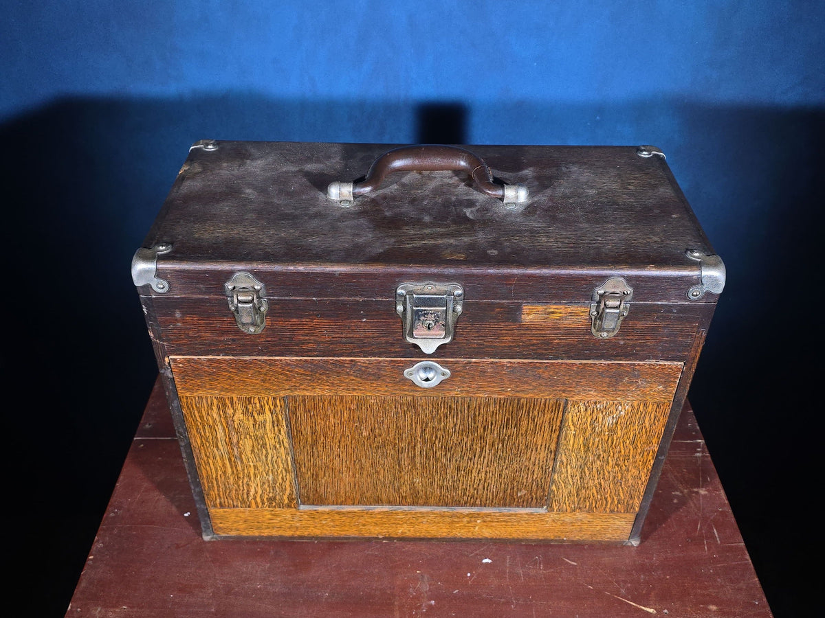 Vintage Oak Machinist's Tool Chest with Contents, Manufactured by Gerstner, Dayton, Ohio