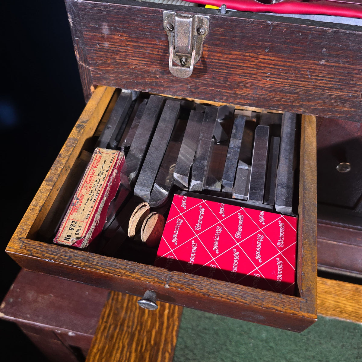 Vintage Oak Machinist's Tool Chest with Contents, Manufactured by Gerstner, Dayton, Ohio