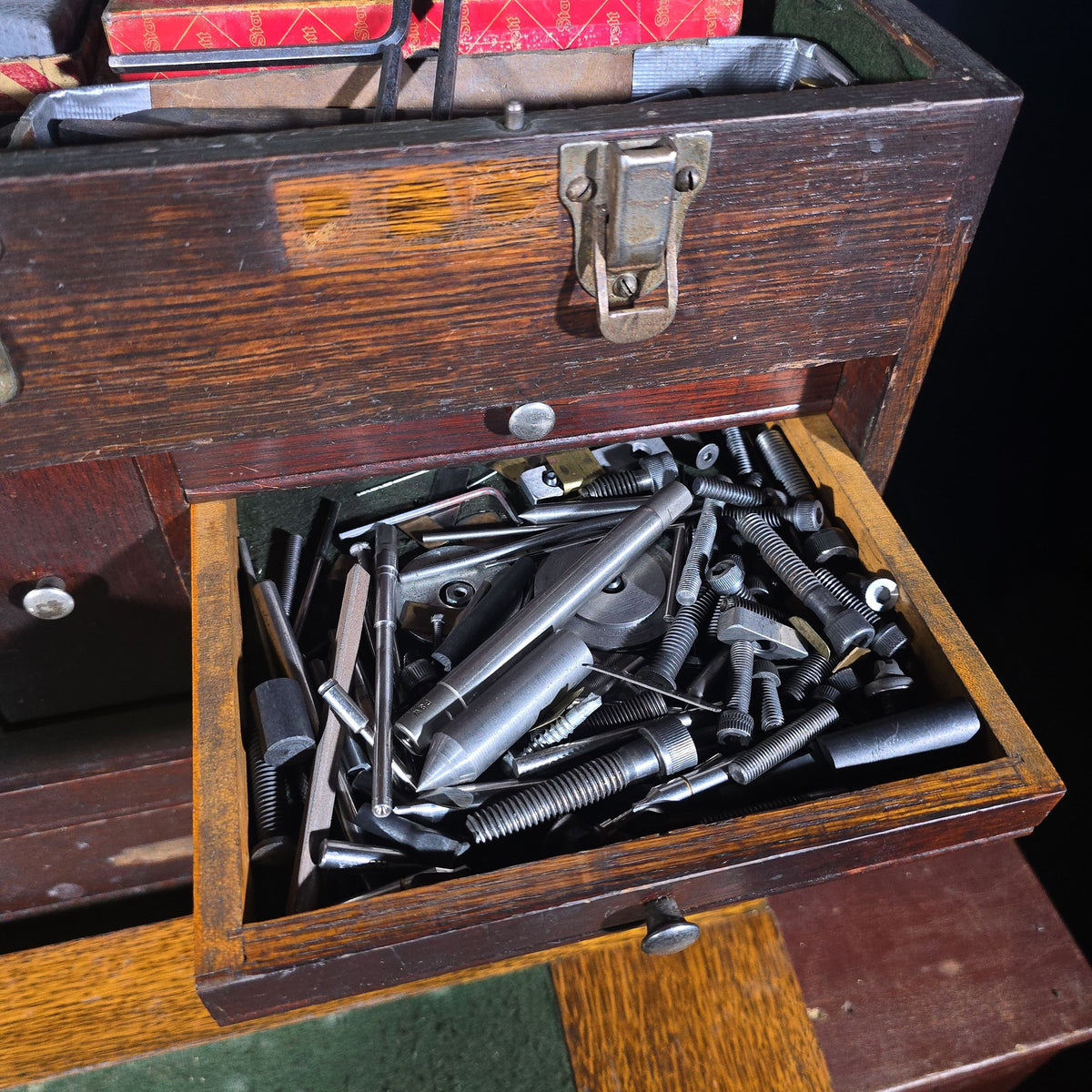Vintage Oak Machinist's Tool Chest with Contents, Manufactured by Gerstner, Dayton, Ohio