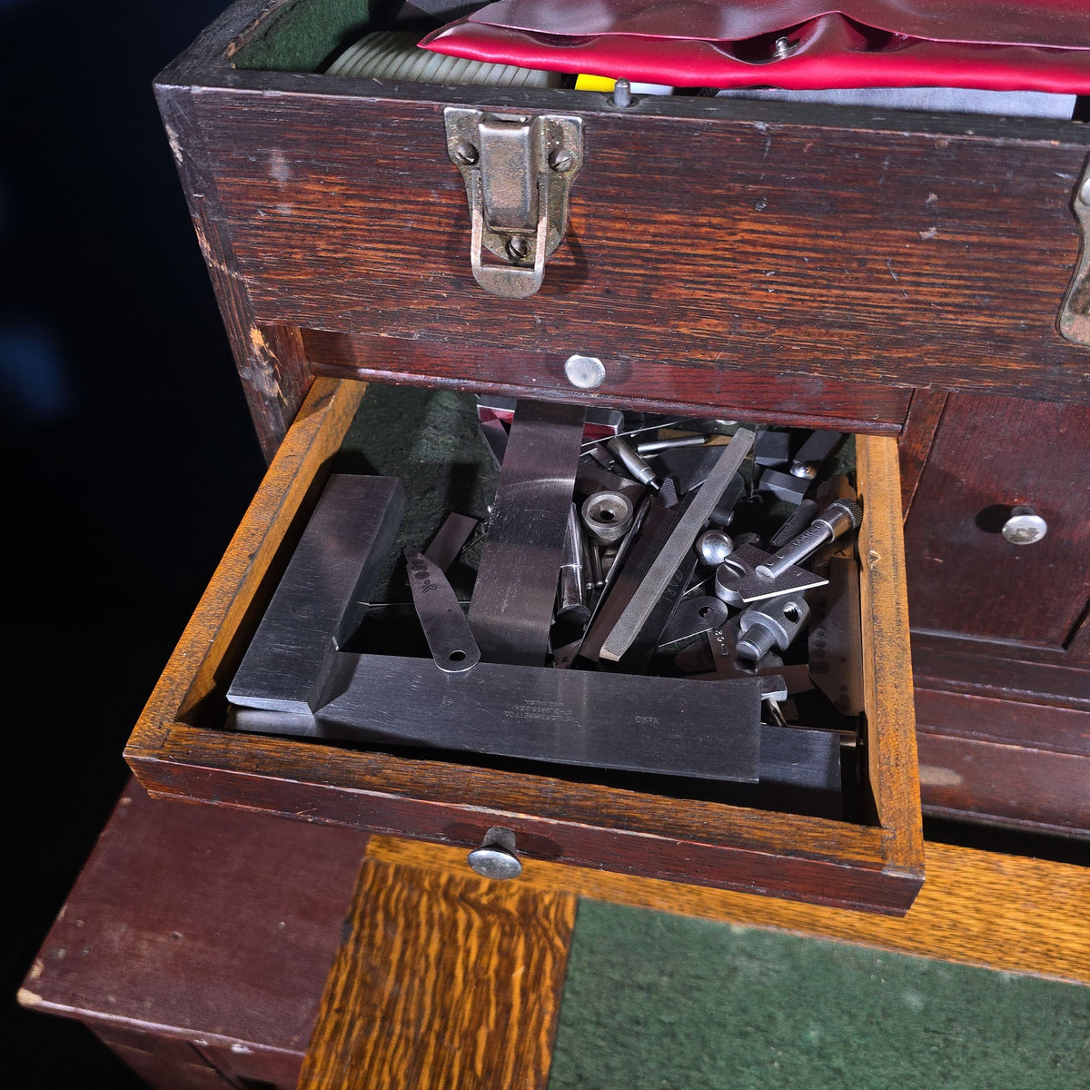 Vintage Oak Machinist's Tool Chest with Contents, Manufactured by Gerstner, Dayton, Ohio