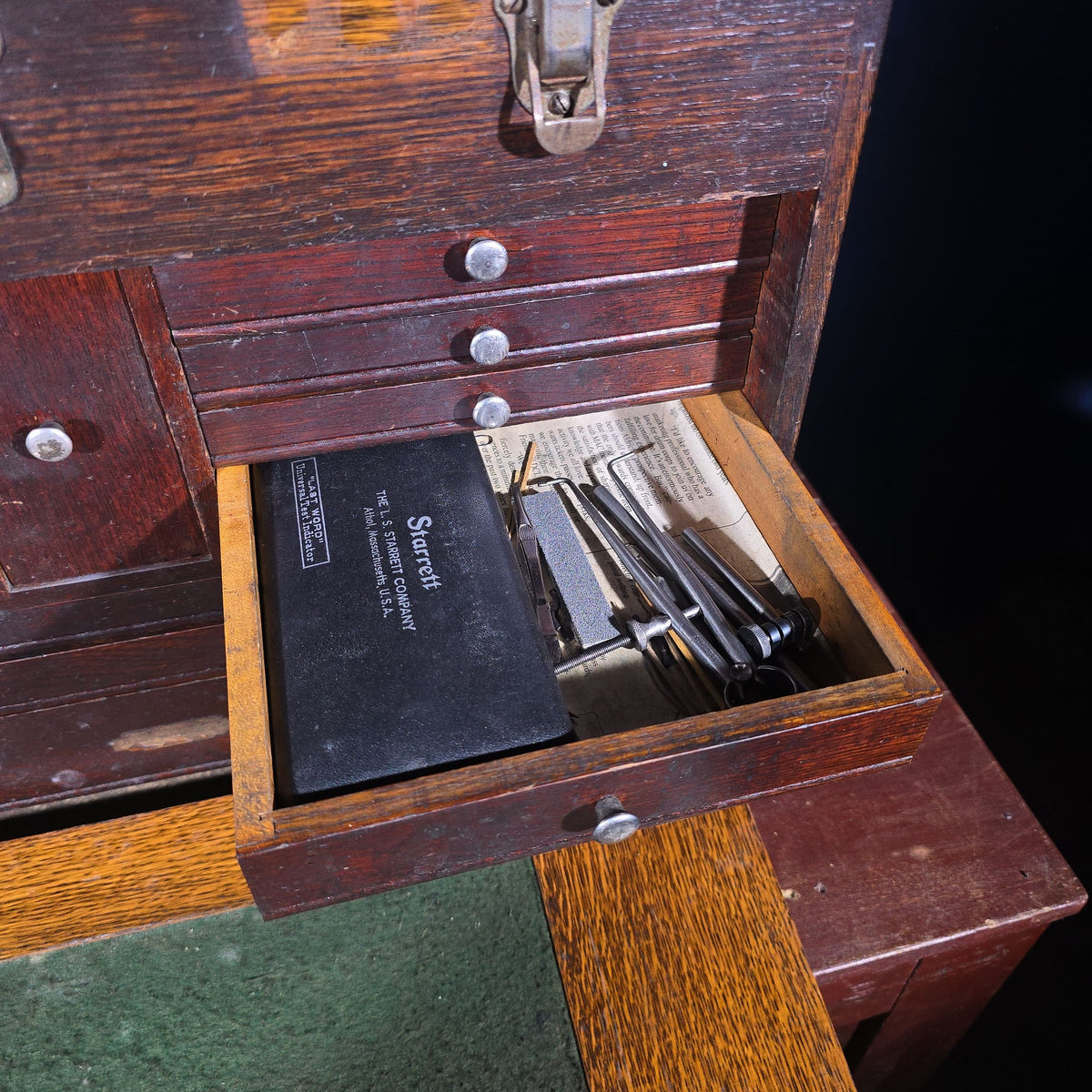 Vintage Oak Machinist's Tool Chest with Contents, Manufactured by Gerstner, Dayton, Ohio