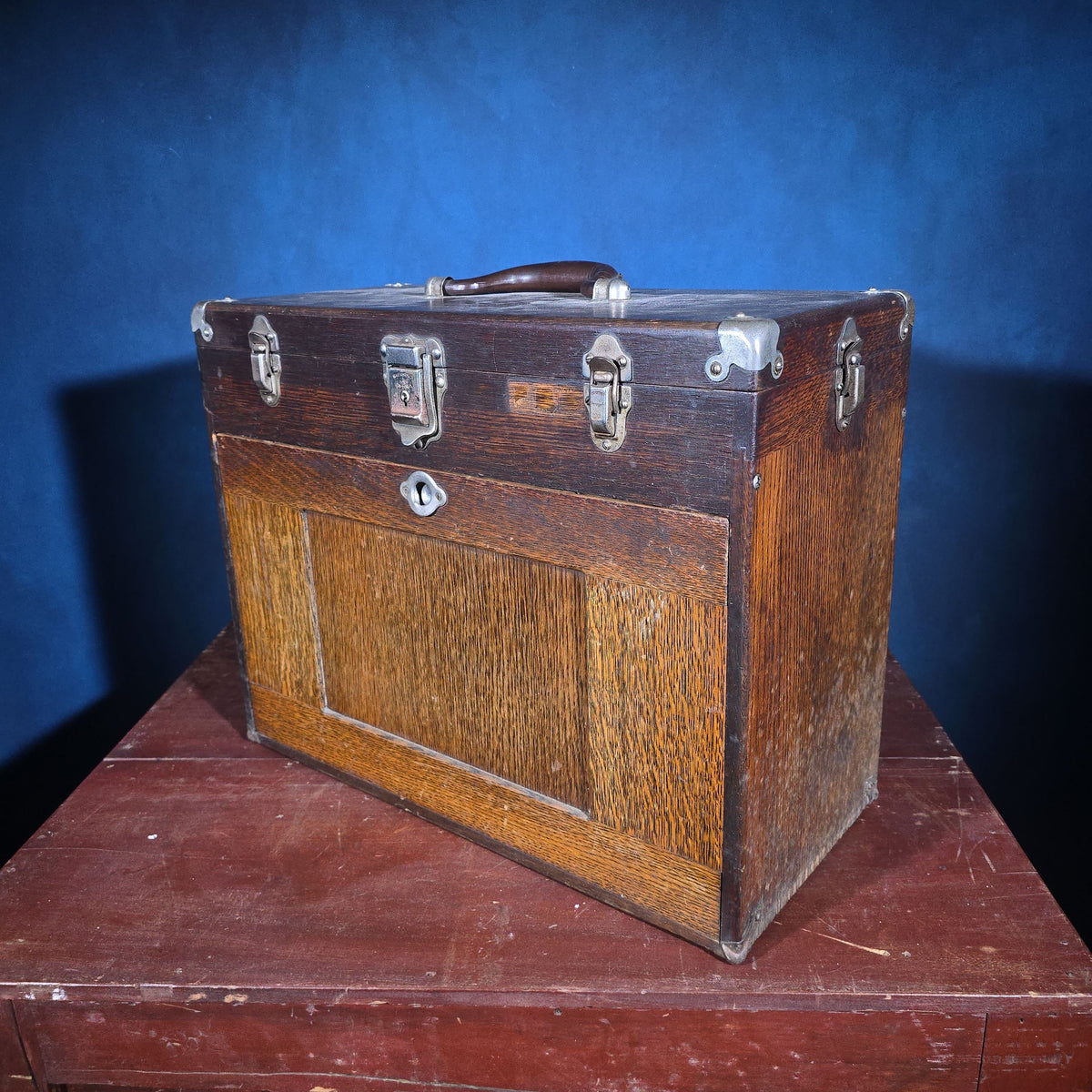 Vintage Oak Machinist's Tool Chest with Contents, Manufactured by Gerstner, Dayton, Ohio