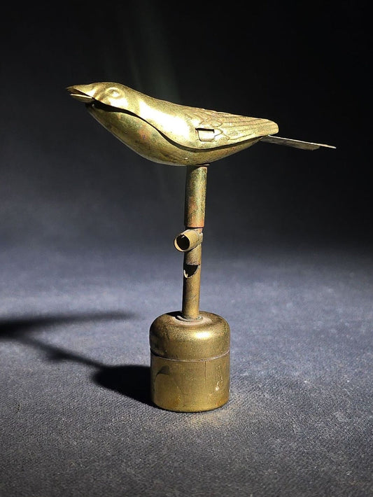 Antique Brass "Watch the Birdie" Photography Studio Bird Whistle Prop, Manufactured by Risdon Mfg. Co., Naugatuck, Connecticut, Patented March 13, 1923