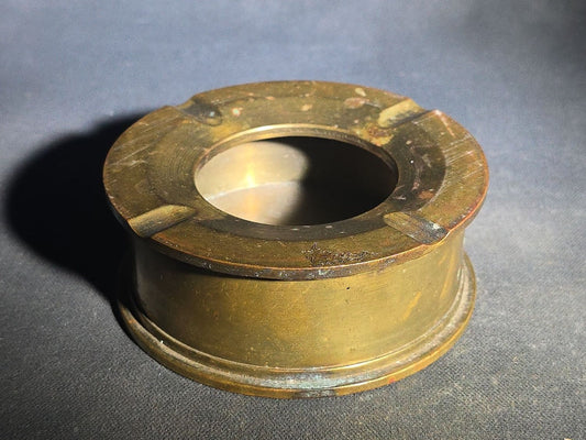 Vintage WWII-Era Trench Art Brass Shell Casing Ashtray with Removable Top