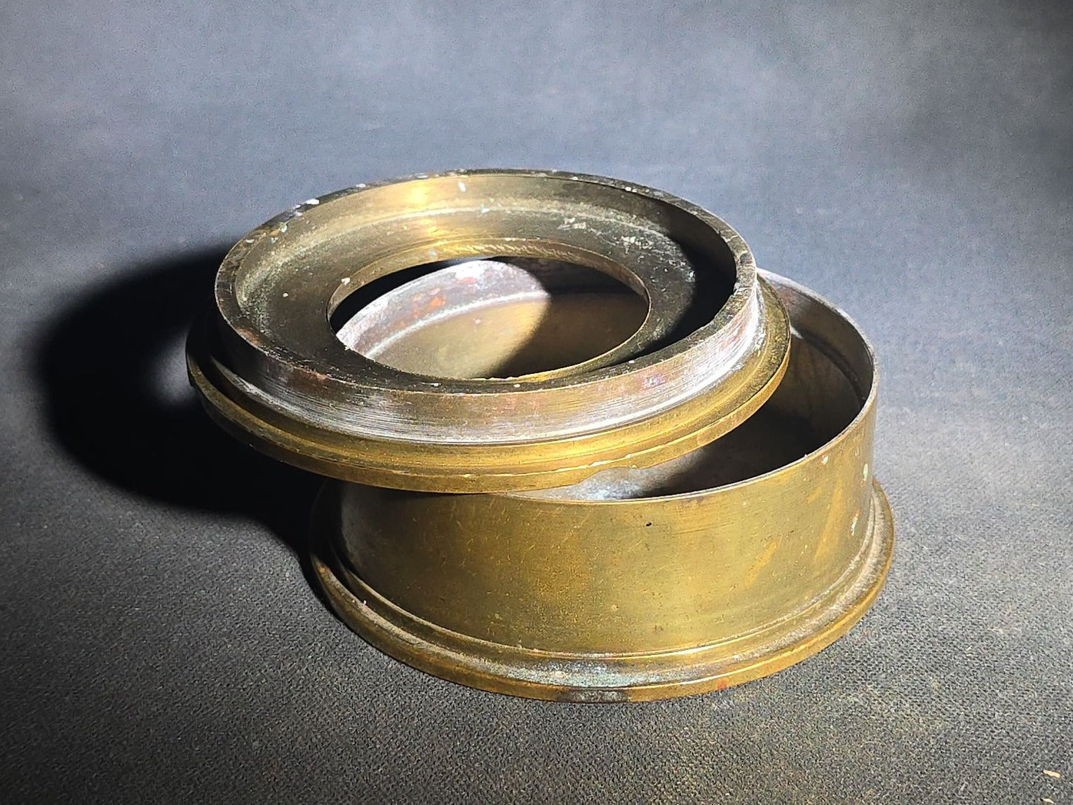 Vintage WWII-Era Trench Art Brass Shell Casing Ashtray with Removable Top