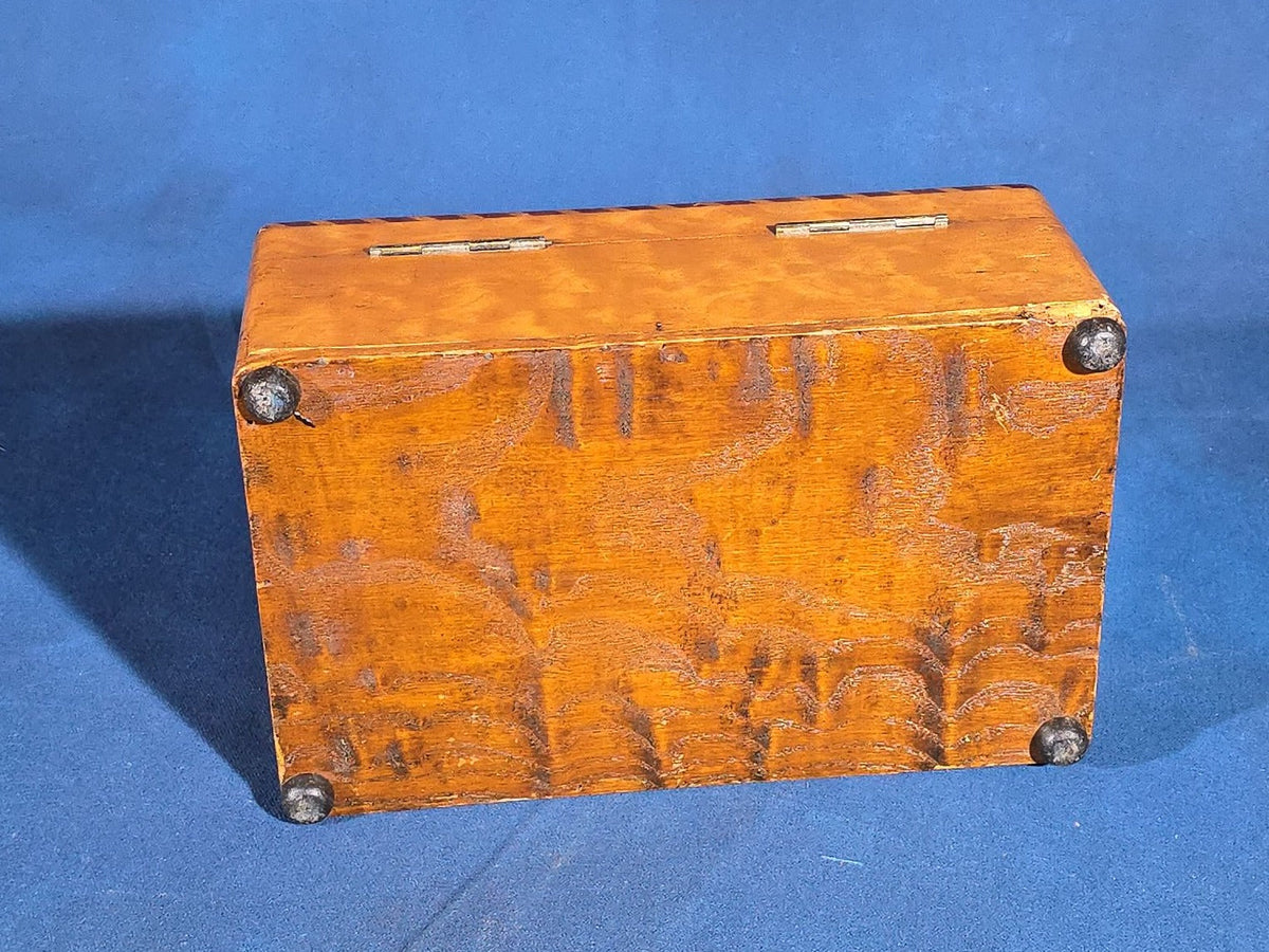 Antique Parquetry Inlay Box with Interior Mirror