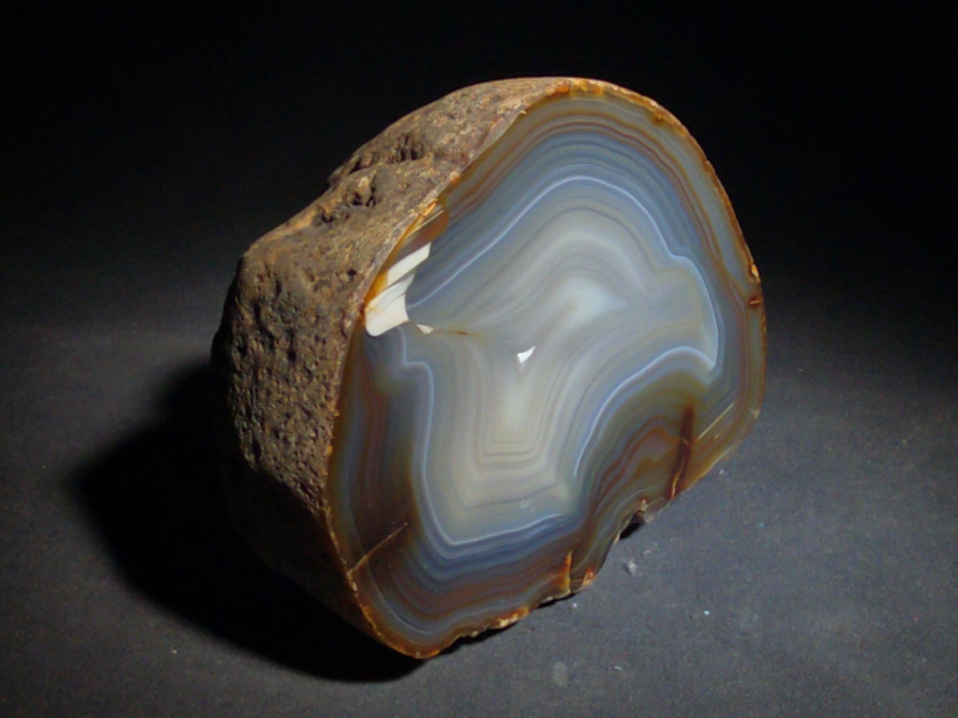 Polished Agate Nodule with Banded Interior