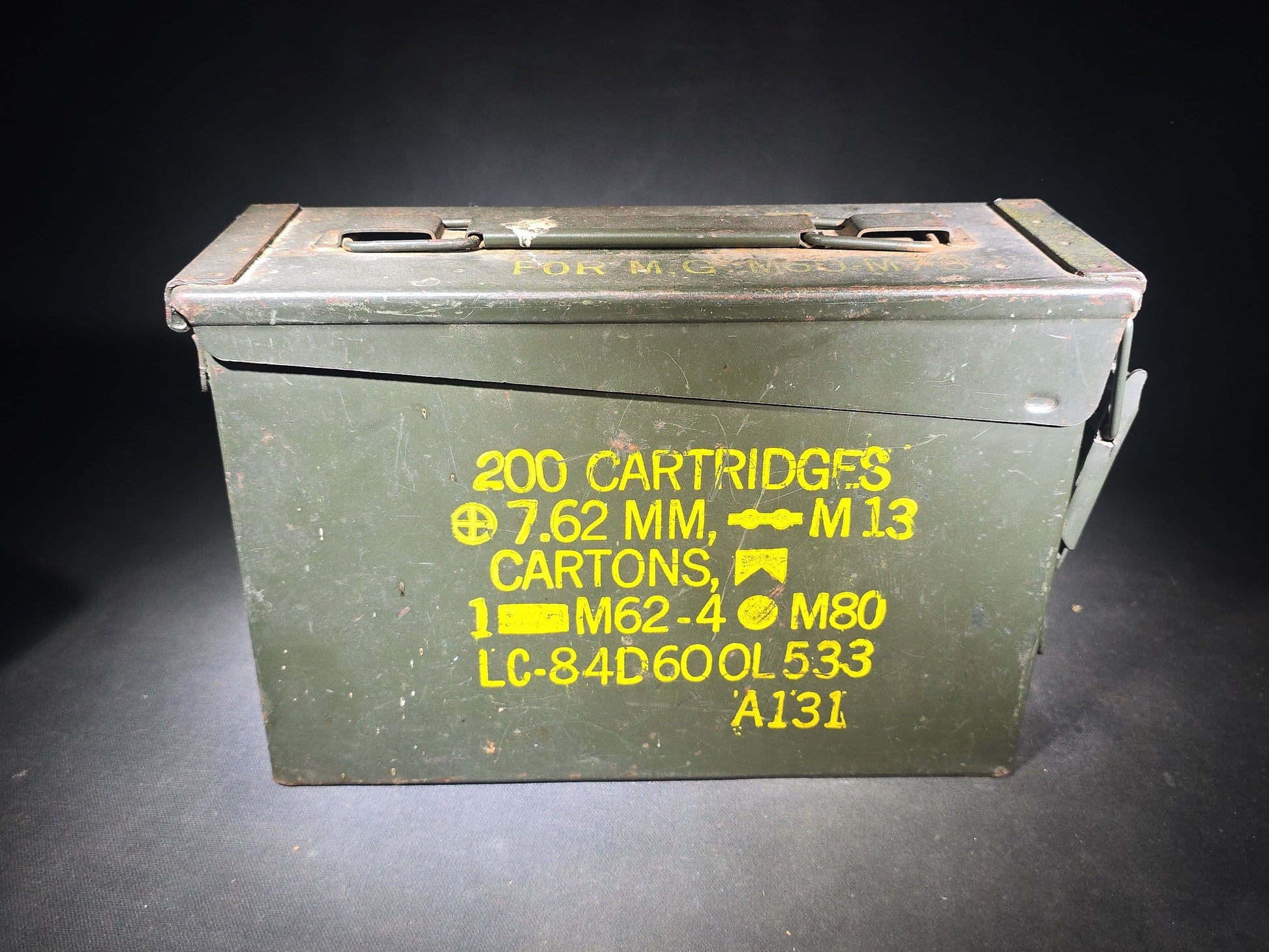 Pair of Vintage U.S. Military Metal Ammunition Boxes including 7.62 MM M13 and .30 Caliber AP T93E2