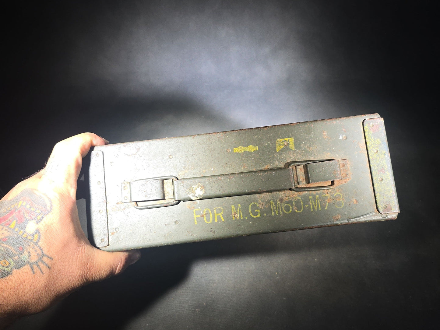 Pair of Vintage U.S. Military Metal Ammunition Boxes including 7.62 MM M13 and .30 Caliber AP T93E2