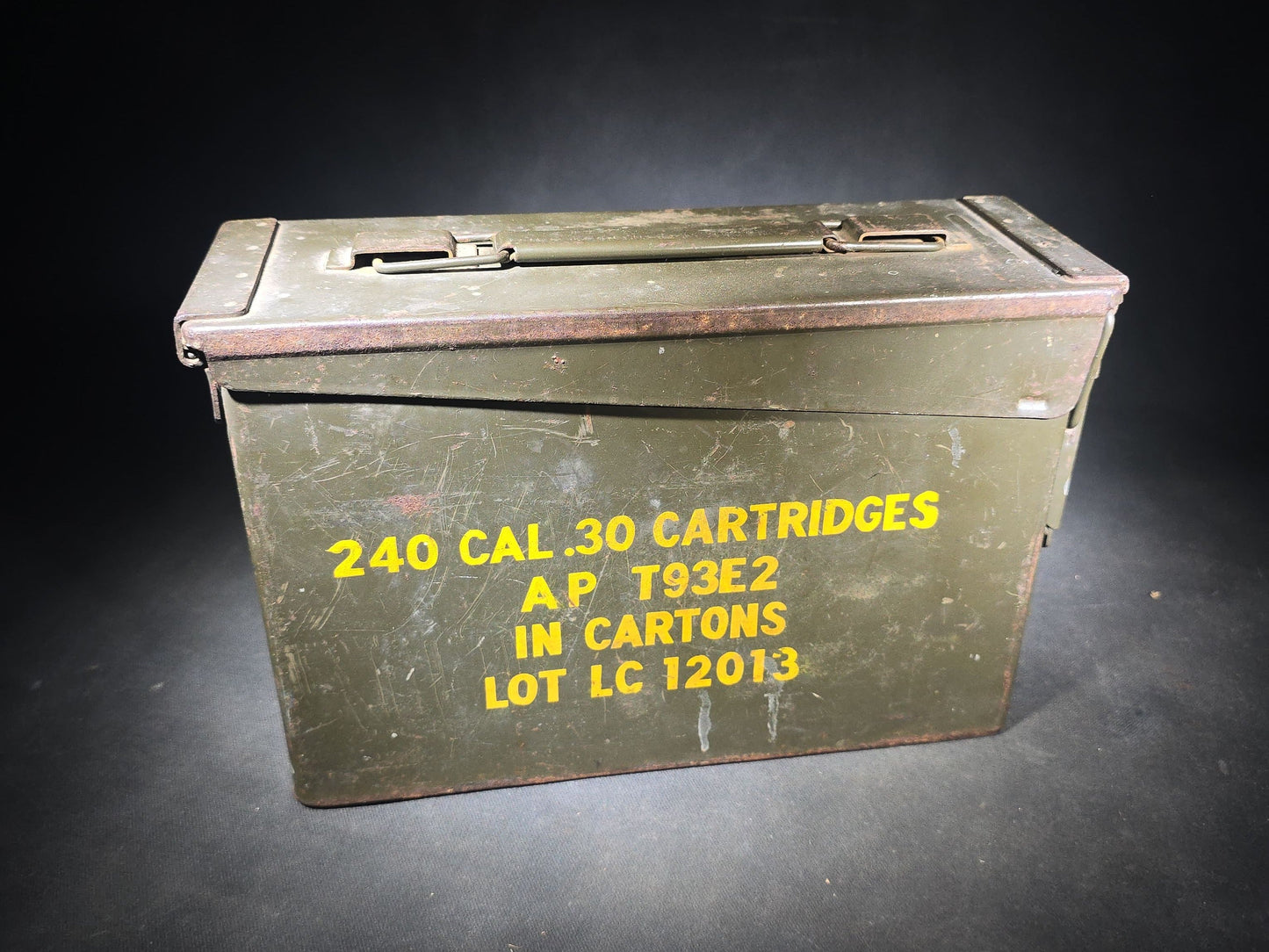 Pair of Vintage U.S. Military Metal Ammunition Boxes including 7.62 MM M13 and .30 Caliber AP T93E2