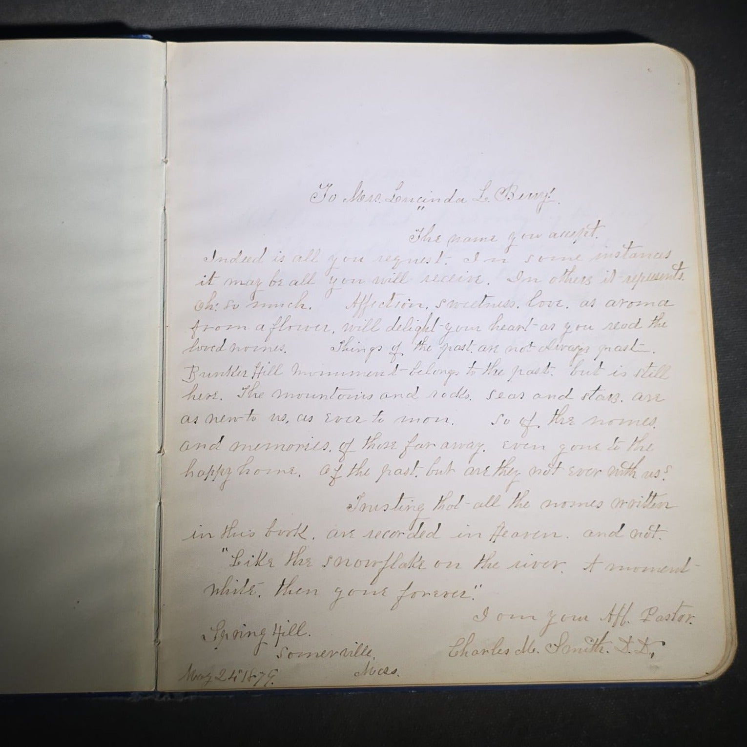 Antique Aldine Autograph Album Belonging to Mrs. Lucinda L. Berry, Somerville, Massachusetts, with Entries Dating 1879-1883 including Signature of Photographer Amory Nelson Hardy (1835-1911), Published by L.A. Lipman, 1878