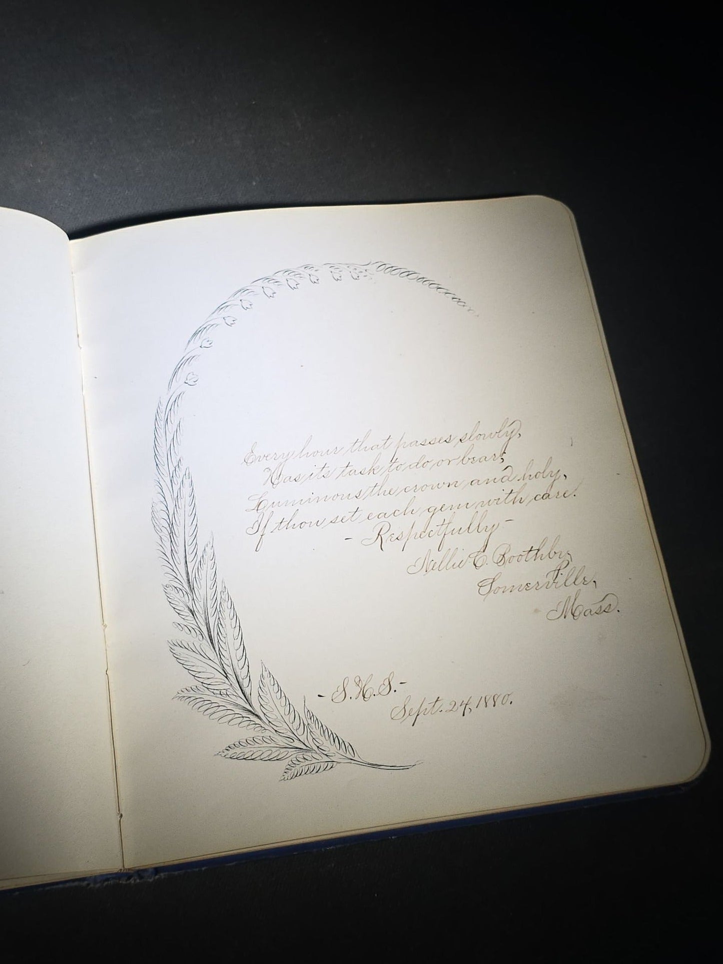 Antique Aldine Autograph Album Belonging to Mrs. Lucinda L. Berry, Somerville, Massachusetts, with Entries Dating 1879-1883 including Signature of Photographer Amory Nelson Hardy (1835-1911), Published by L.A. Lipman, 1878