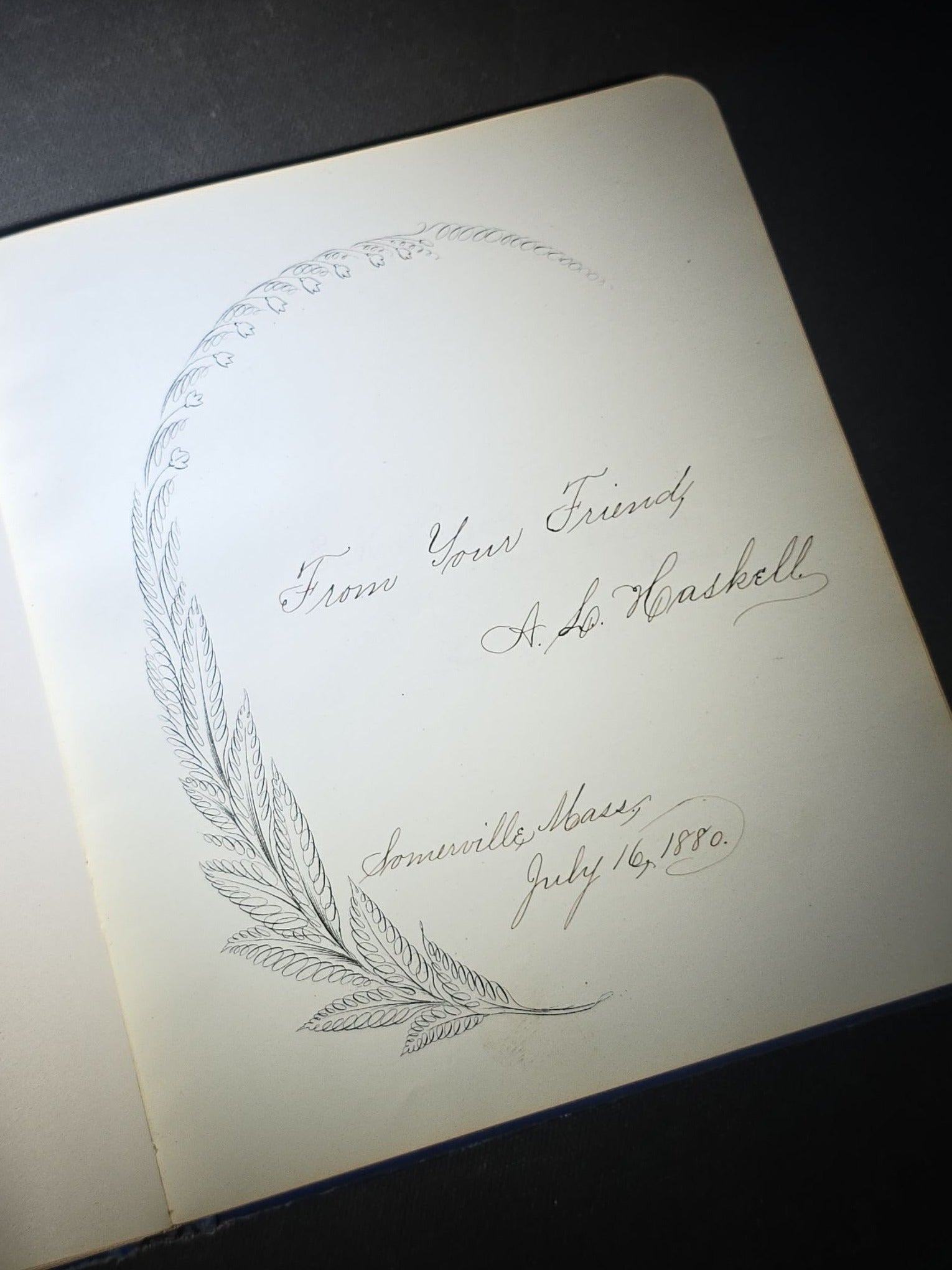 Antique Aldine Autograph Album Belonging to Mrs. Lucinda L. Berry, Somerville, Massachusetts, with Entries Dating 1879-1883 including Signature of Photographer Amory Nelson Hardy (1835-1911), Published by L.A. Lipman, 1878