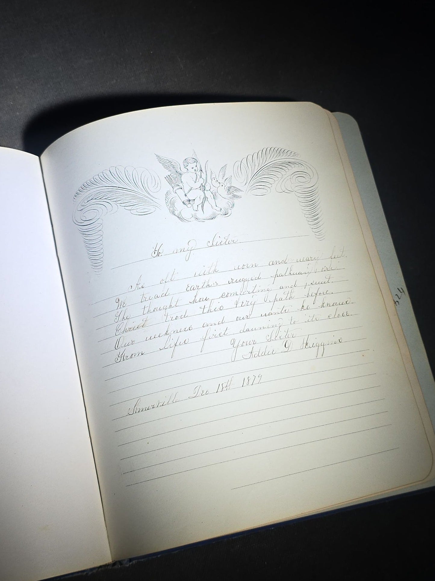 Antique Aldine Autograph Album Belonging to Mrs. Lucinda L. Berry, Somerville, Massachusetts, with Entries Dating 1879-1883 including Signature of Photographer Amory Nelson Hardy (1835-1911), Published by L.A. Lipman, 1878