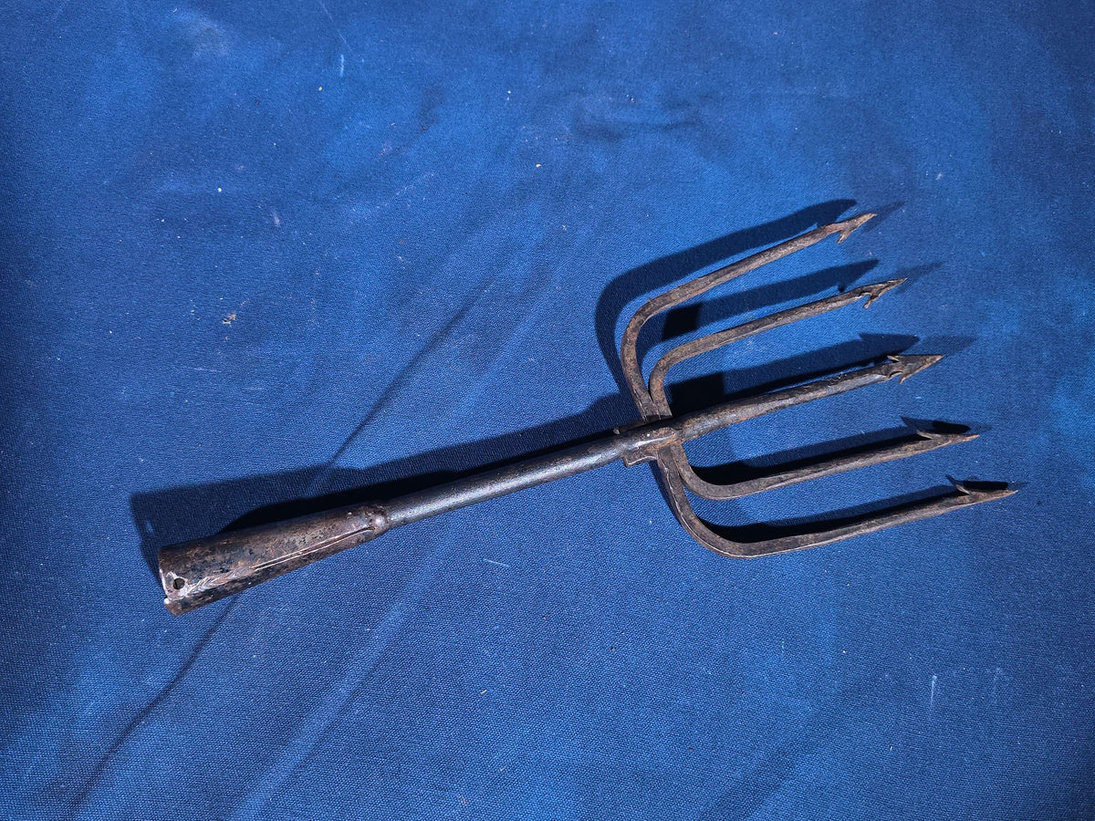 Grouping of Four Antique Iron Eel Spears