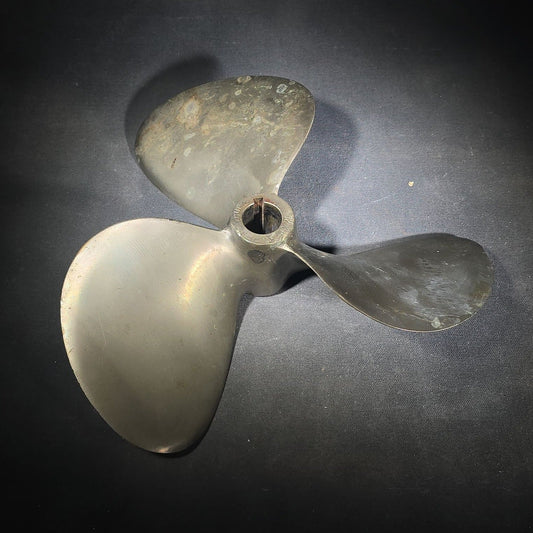 Vintage Three-Blade Ni-Bral Nickel-Aluminum-Bronze Boat Propeller 12LH14, Grand Rapids, Michigan, Dated June 1982
