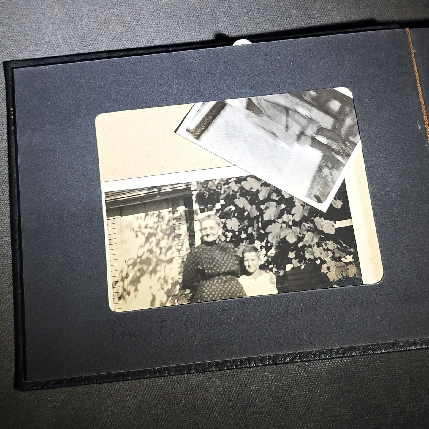 Vintage Photo Album Containing 30+ Snapshot Photographs including Soldier at Stonehenge, Cats, Military Subjects, and May Day