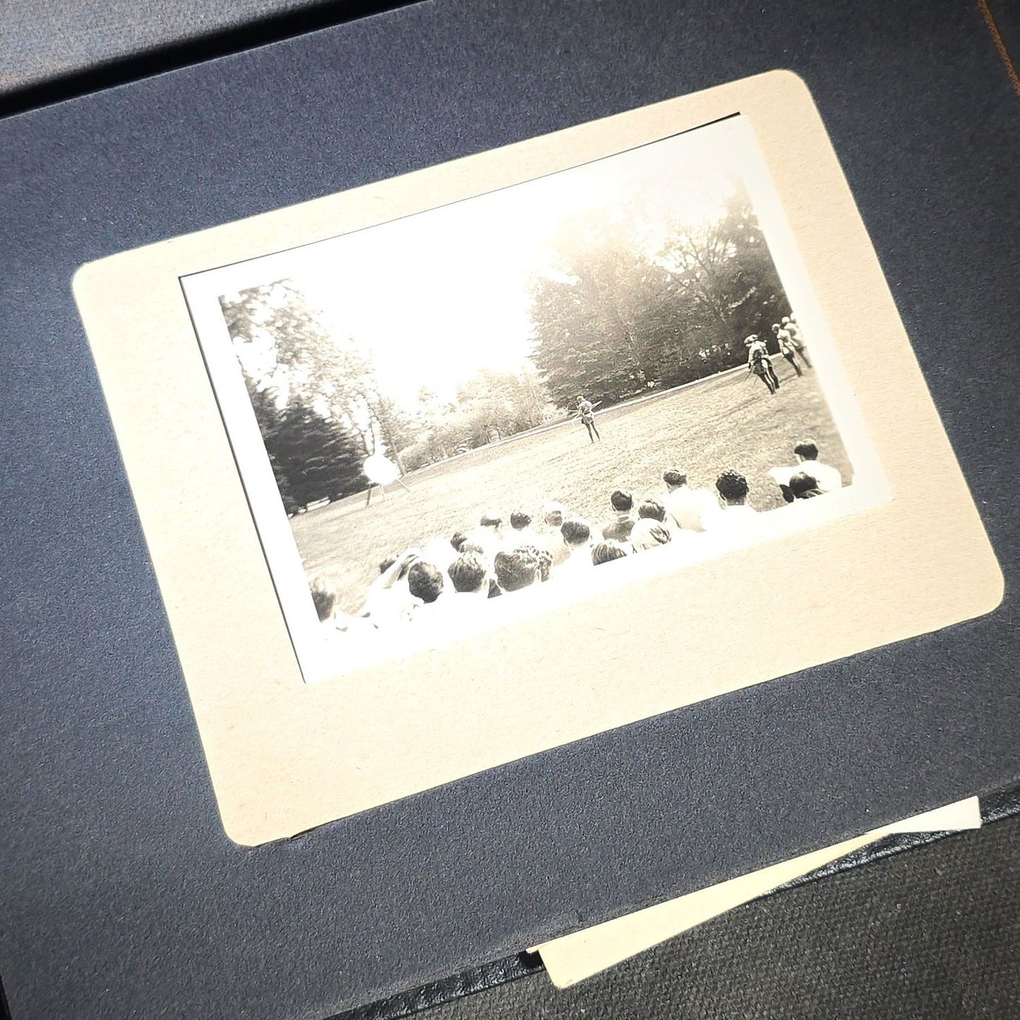 Vintage Photo Album Containing 30+ Snapshot Photographs including Soldier at Stonehenge, Cats, Military Subjects, and May Day