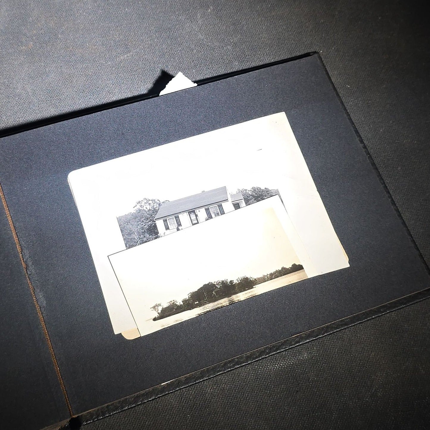 Vintage Photo Album Containing 30+ Snapshot Photographs including Soldier at Stonehenge, Cats, Military Subjects, and May Day