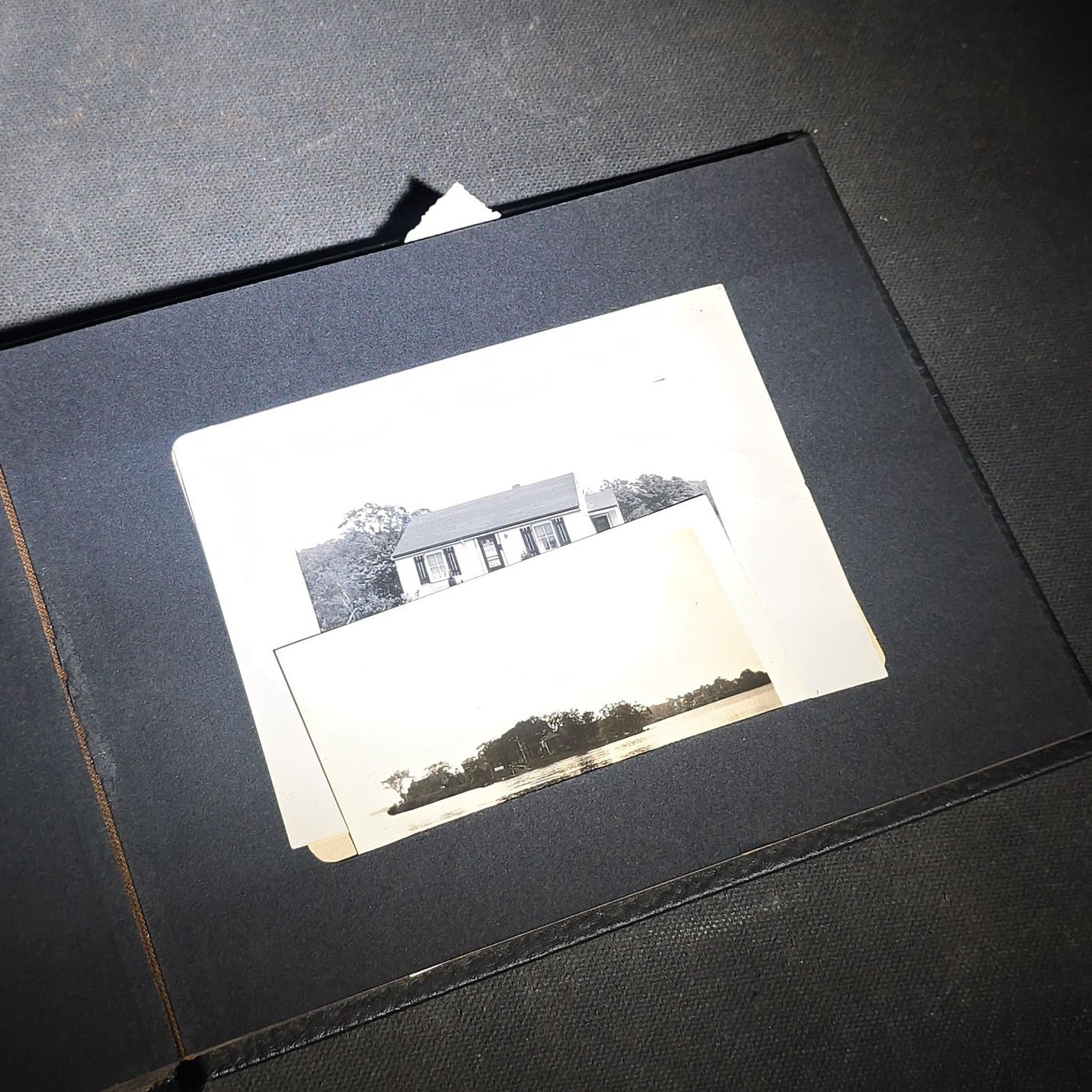 Vintage Photo Album Containing 30+ Snapshot Photographs including Soldier at Stonehenge, Cats, Military Subjects, and May Day
