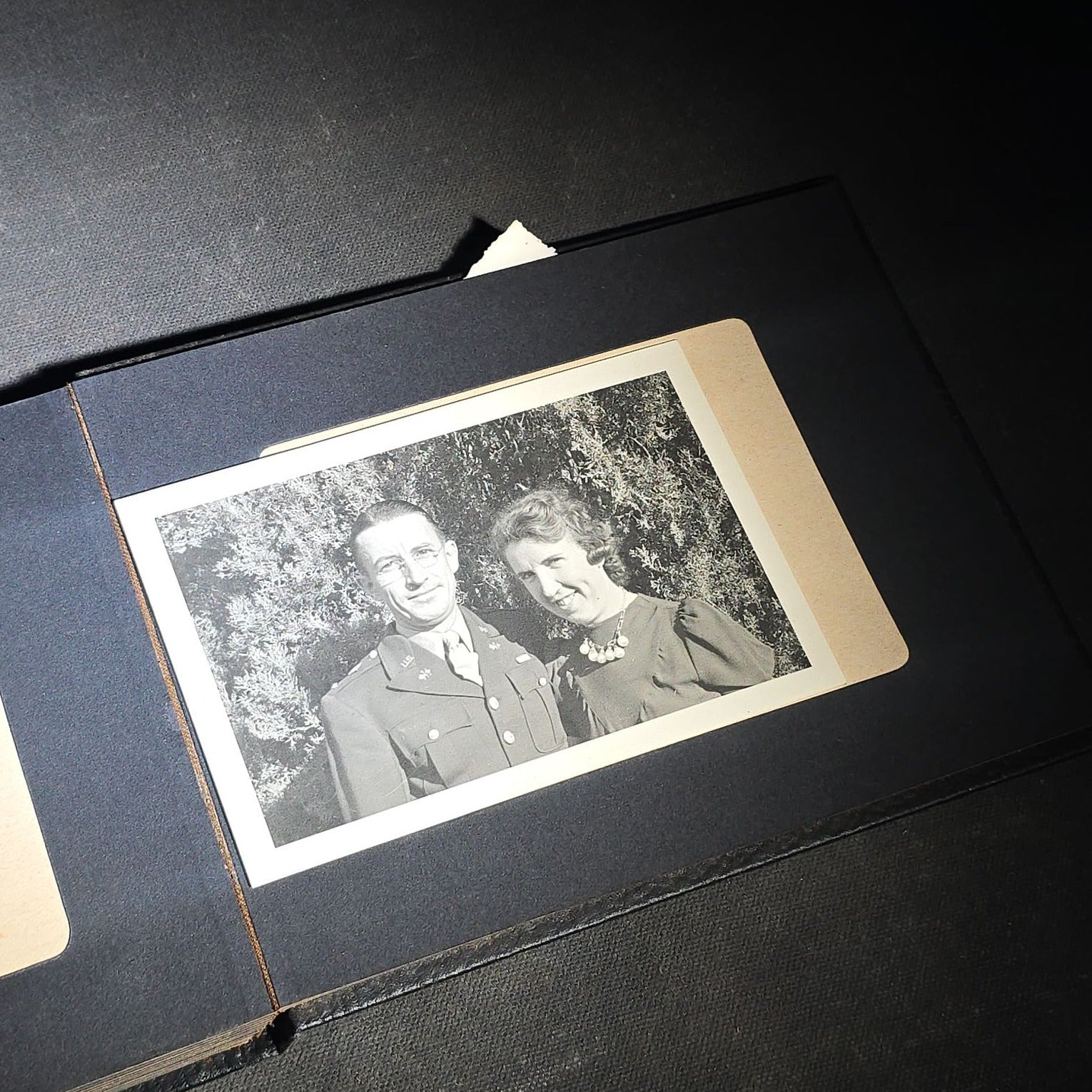 Vintage Photo Album Containing 30+ Snapshot Photographs including Soldier at Stonehenge, Cats, Military Subjects, and May Day