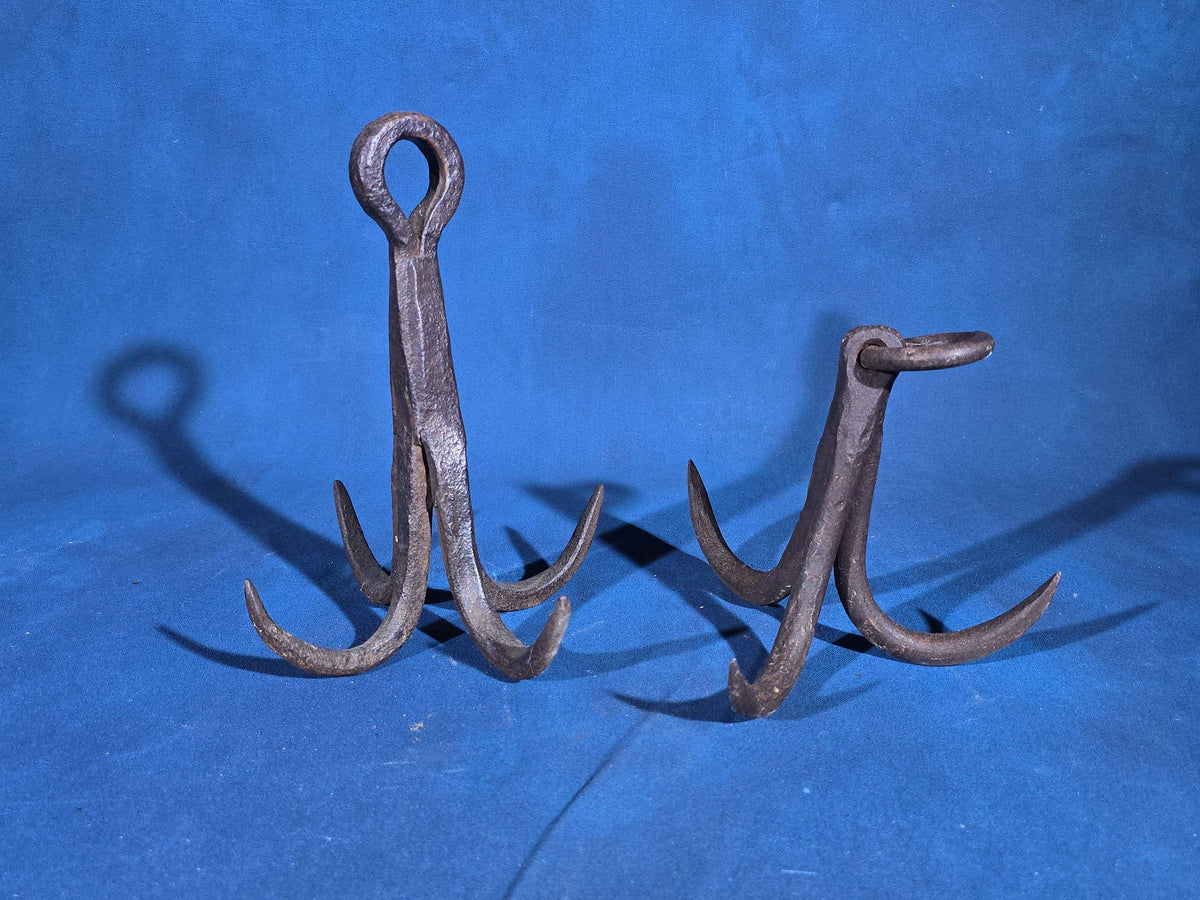 Pair of Antique Iron Grappling Hooks