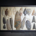 Lot 078 - Grouping of 18 Stone Arrowheads and Projectile Points in Riker Display Case