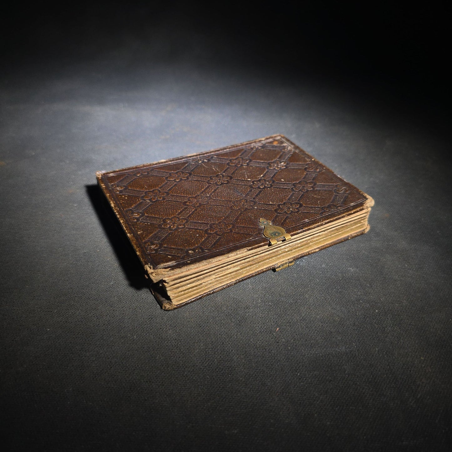 Antique Portrait Photo Album Containing Seven Tintype Photographs and Four C.D.V. Photographs, Embossed Leather Binding