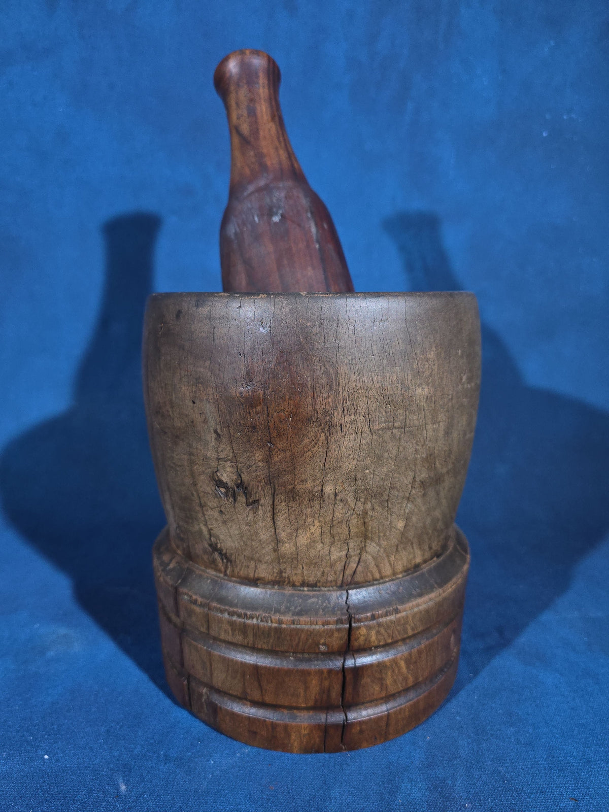 Antique Turned Wood Mortar and Pestle