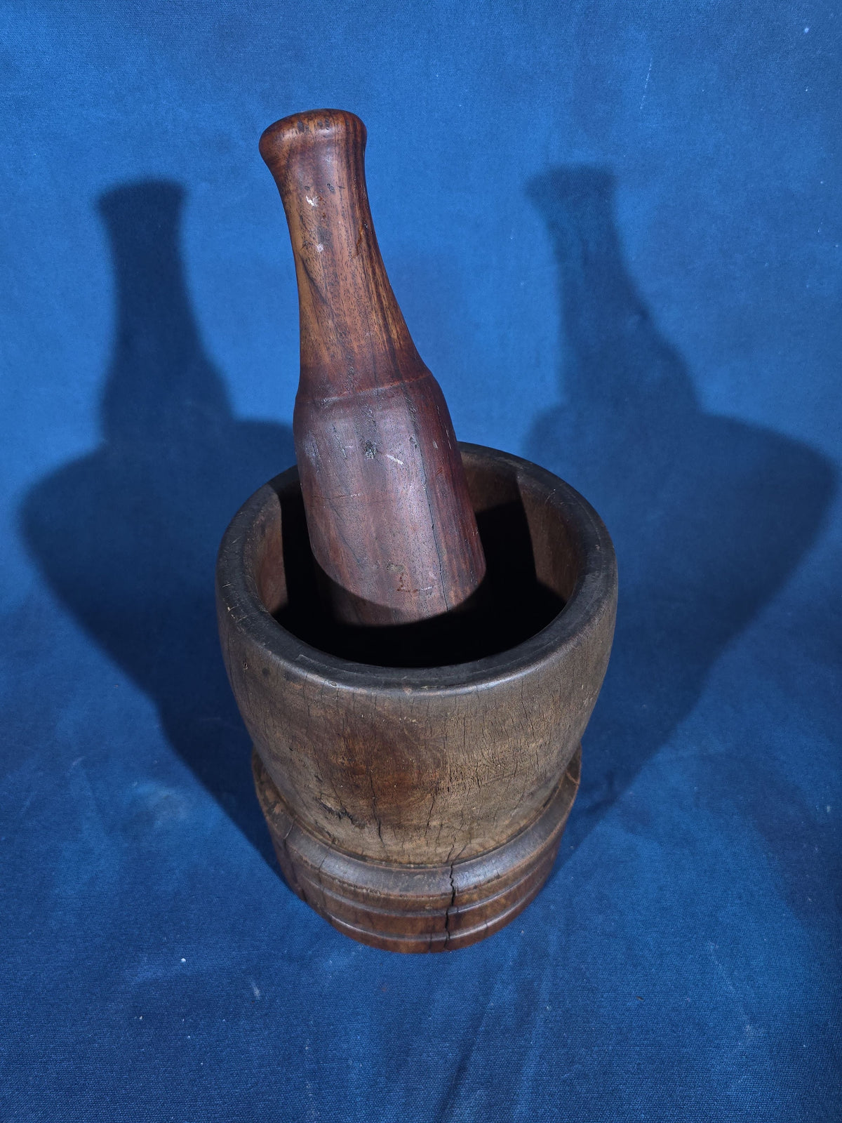 Antique Turned Wood Mortar and Pestle